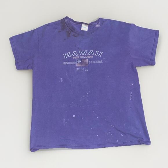 Vintage Hawaii USA T-Shirt Purple Lavender Large 20x25 Distressed Graphic - Picture 1 of 10